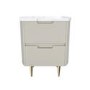 Curved Taupe 2 Drawer Bedside Table with Marble Top - Lorenzo