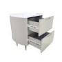 Curved Taupe 2 Drawer Bedside Table with Marble Top - Lorenzo