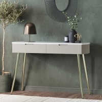 Curved Taupe Marble Top Dressing Table with 2 Drawers - Lorenzo