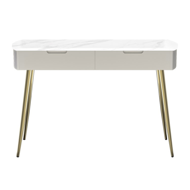 Curved Taupe Marble Top Dressing Table with 2 Drawers - Lorenzo