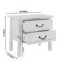 Wide White 2 Drawer Bedside Table - Loretta