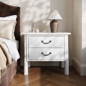 LTA001 Wide White 2 Drawer Bedside Table - Loretta