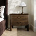 LTA004 Wide Walnut 2 Drawer Bedside Table - Loretta