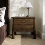 Wide Walnut 2 Drawer Bedside Table - Loretta