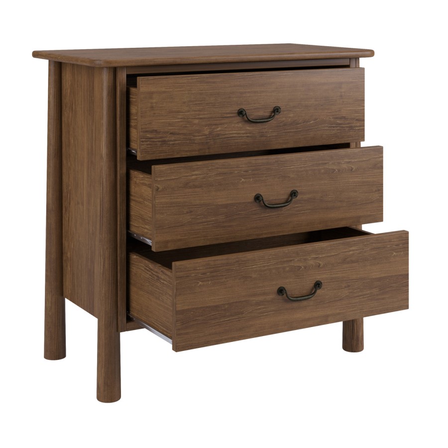 Walnut 3 Drawer Chest of Drawers - Loretta