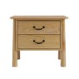 Wide Light Wood 2 Drawer Bedside Table - Loretta