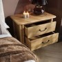 Wide Light Wood 2 Drawer Bedside Table - Loretta