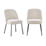 Set of 2 Beige Upholstered Curved Dining Chairs - Celia