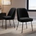 Set of 2 Black Upholstered Curved Dining Chairs - Leighton