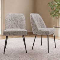Set of 2 Curved Dining Chairs in Multi Coloured Fabric - Celia