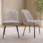 Set of 2 Multi Coloured Upholstered Curved Dining Chairs - Celia