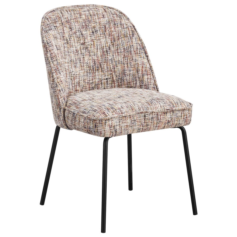 Set of 2 Curved Dining Chairs in Multi Coloured Fabric - Leighton