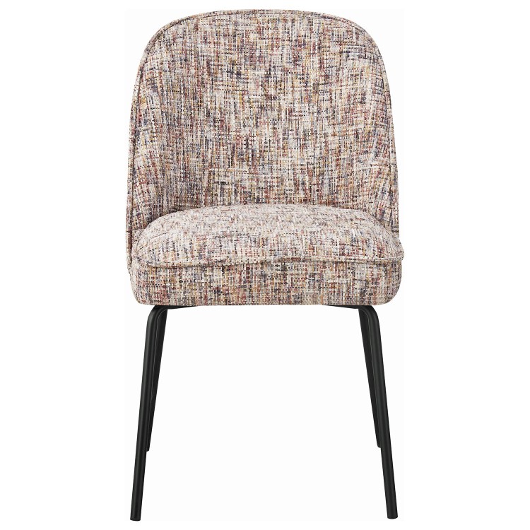 Set of 6 Curved Dining Chairs in Multi Coloured Fabric - Leighton