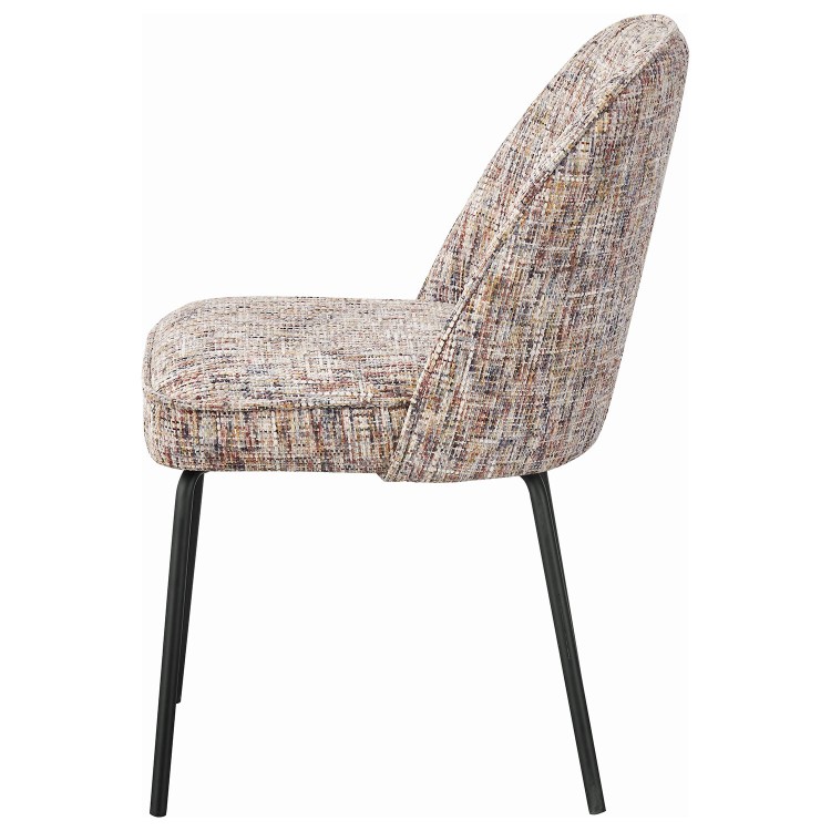 Set of 6 Curved Dining Chairs in Multi Coloured Fabric - Leighton