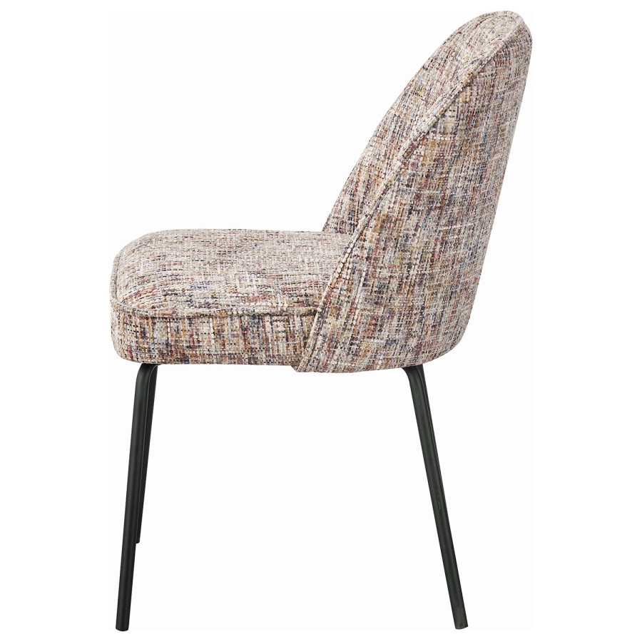 Set of 2 Curved Dining Chairs in Multi Coloured Fabric - Leighton