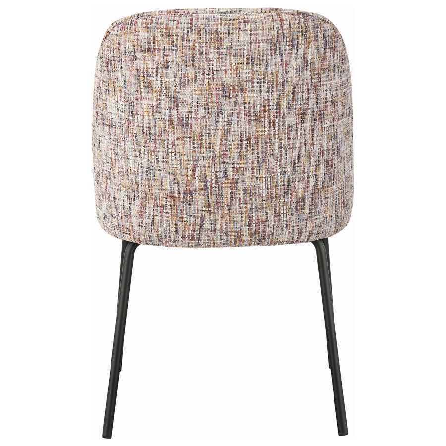 Set of 2 Curved Dining Chairs in Multi Coloured Fabric - Leighton