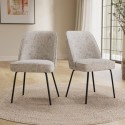 LTN004 Set of 2 Curved Dining Chairs in Neutral Coloured Fabric - Celia