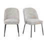 Set of 2 Curved Dining Chairs in Neutral Coloured Fabric - Leighton