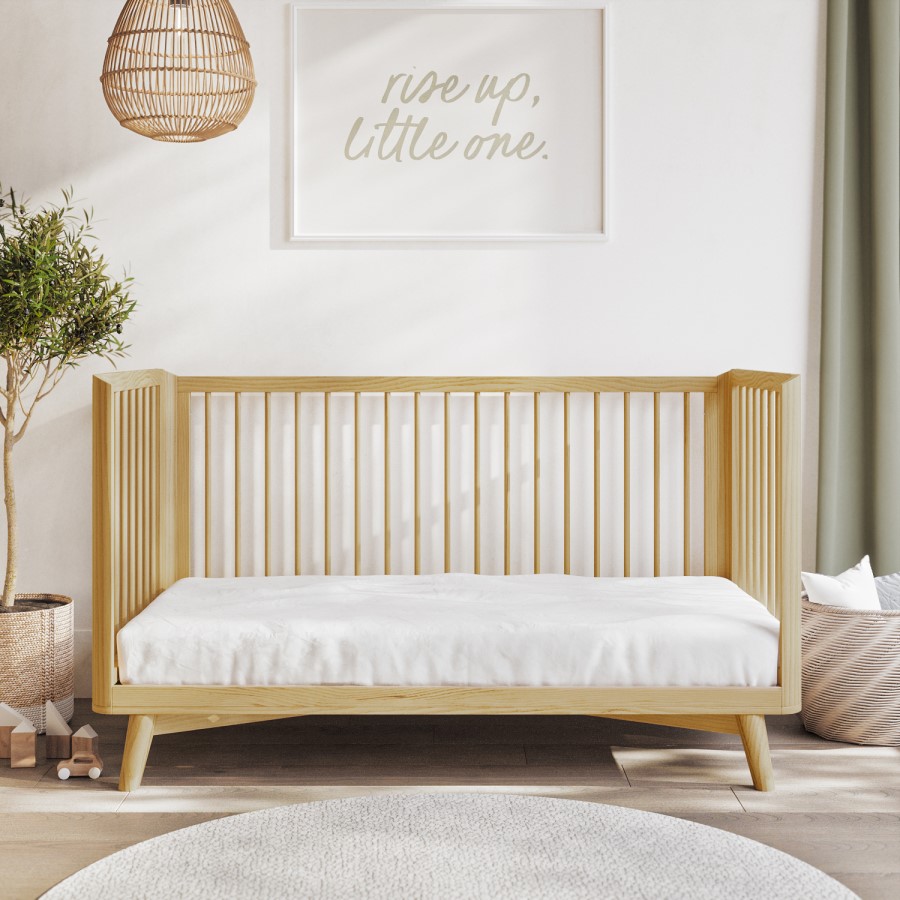 Wooden Convertible 3-in-1 Cot Bed and Mattress 140 x 70cm - Luna