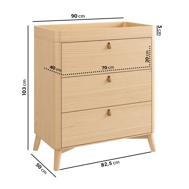 Wooden Changing Table with Drawers - Luna