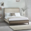 LUC101 Ivory Upholstered Double Bed Frame with Wooden Border - Julian Bowen