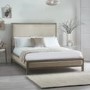 Ivory Upholstered Double Bed Frame with Wooden Border - Julian Bowen