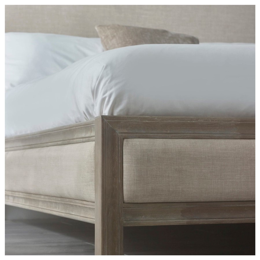 Ivory Upholstered Double Bed Frame with Wooden Border - Julian Bowen