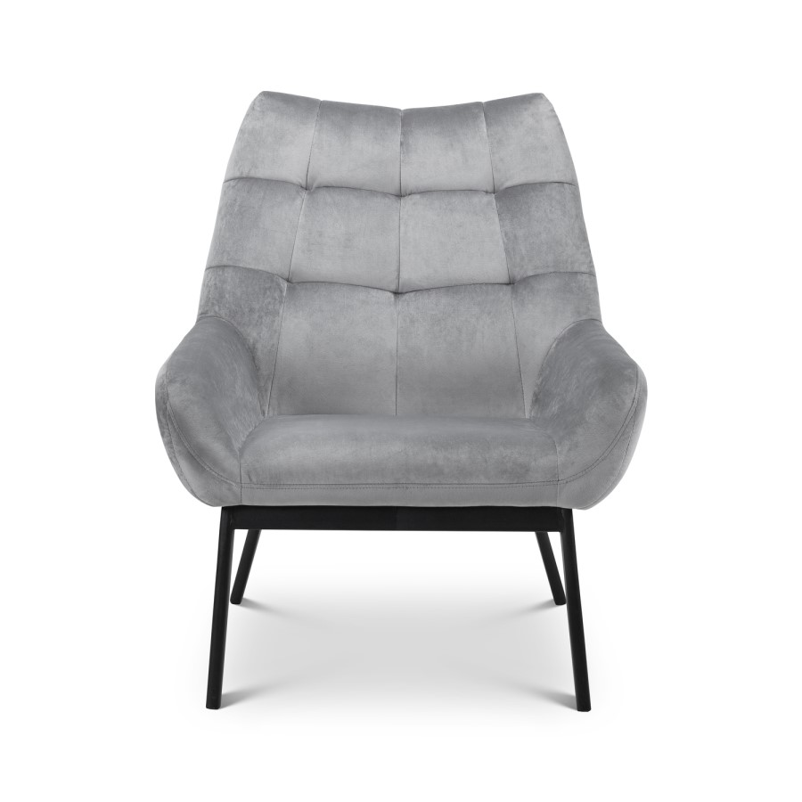 Grey Velvet Tufted Accent Chair - Julian Bowen