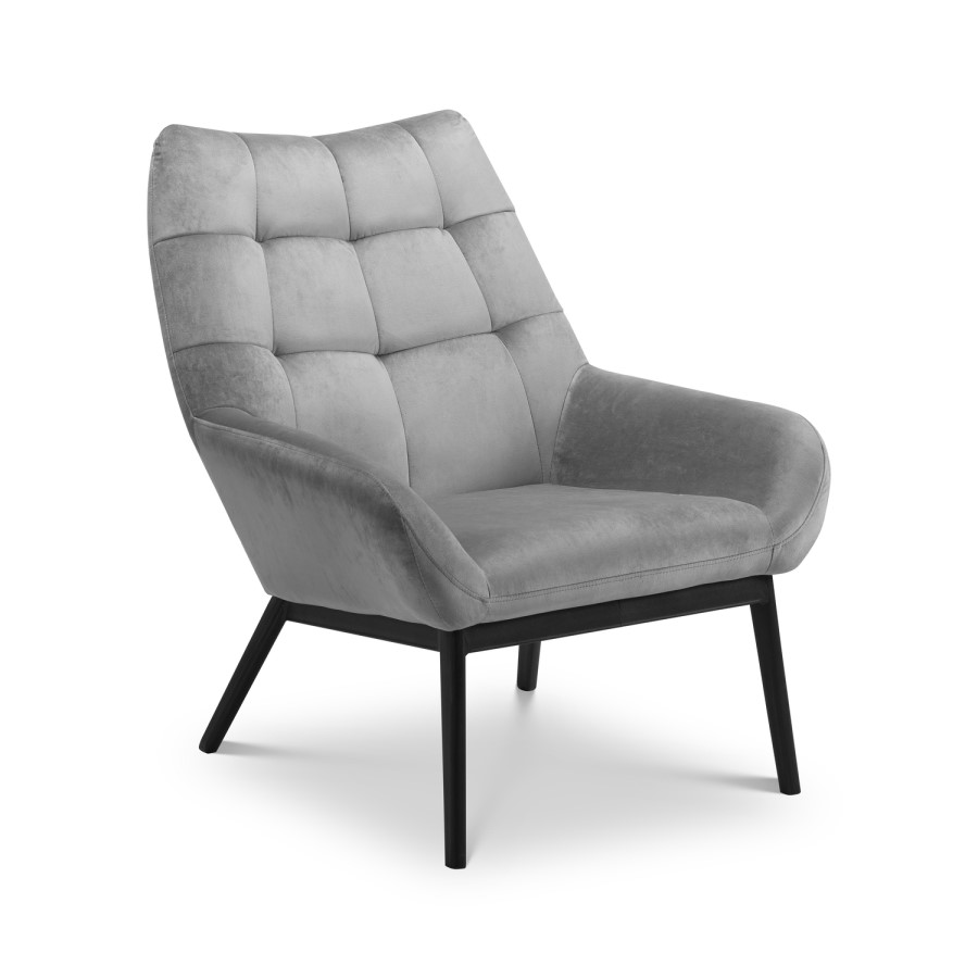Grey Velvet Tufted Accent Chair - Julian Bowen