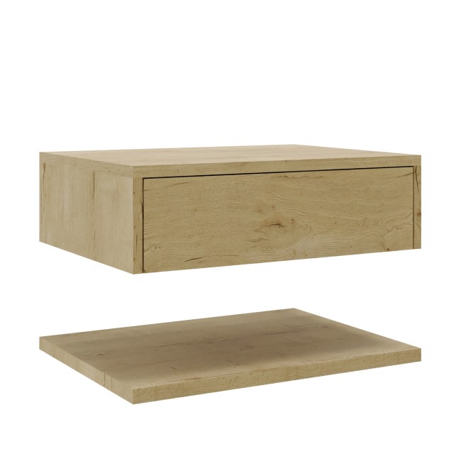 600mm Wood Effect Wall Hung Countertop Vanity Shelves - Lugo