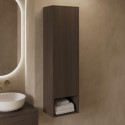 LUGOTBW Single Door Walnut Wood Effect Wall Mounted Tall Bathroom Cabinet 350 x 1250mm - Lugo