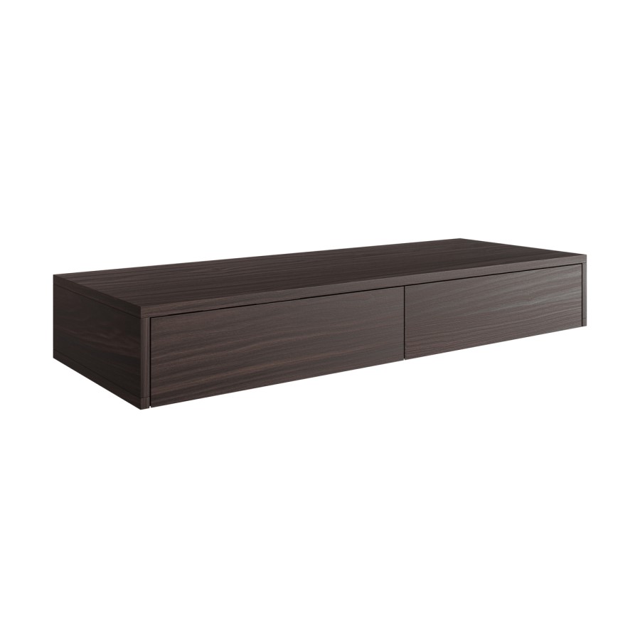 1200mm Walnut Wood Effect Wall Hung Double Countertop Vanity Unit - Lugo