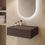 600mm Walnut Wood Effect Wall Hung Countertop Vanity Unit - Lugo