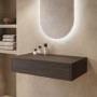 800mm Walnut Wood Effect Wall Hung Countertop Vanity Unit - Lugo