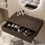 800mm Walnut Wood Effect Wall Hung Countertop Vanity Unit - Lugo