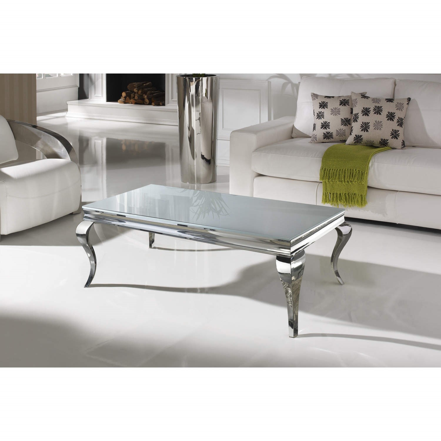 Louis Large Mirrored Coffee Table In, Long Mirrored Coffee Table