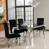 GRADE A1 - Louis 160cm Mirrored Dining Table with Black Glass - Seats 4-6 People - By Vida Living