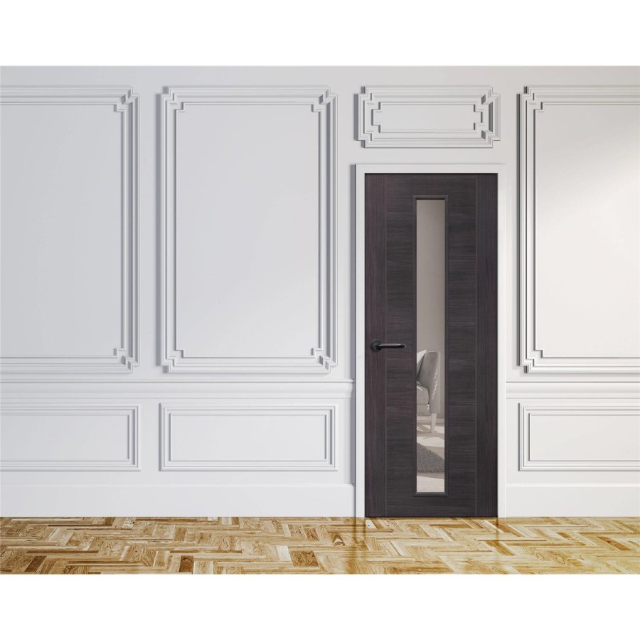 Internal Grey Laminate Glazed Door with Clear Glass - Pre-Finished - 1981 x 686 x 35mm - Forli - XL Joinery