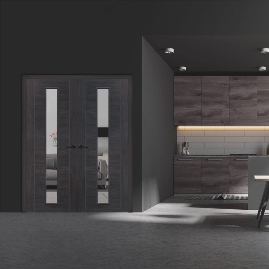 Internal Grey Laminate Glazed Door with Clear Glass - Pre-Finished - 1981 x 686 x 35mm - Forli - XL Joinery