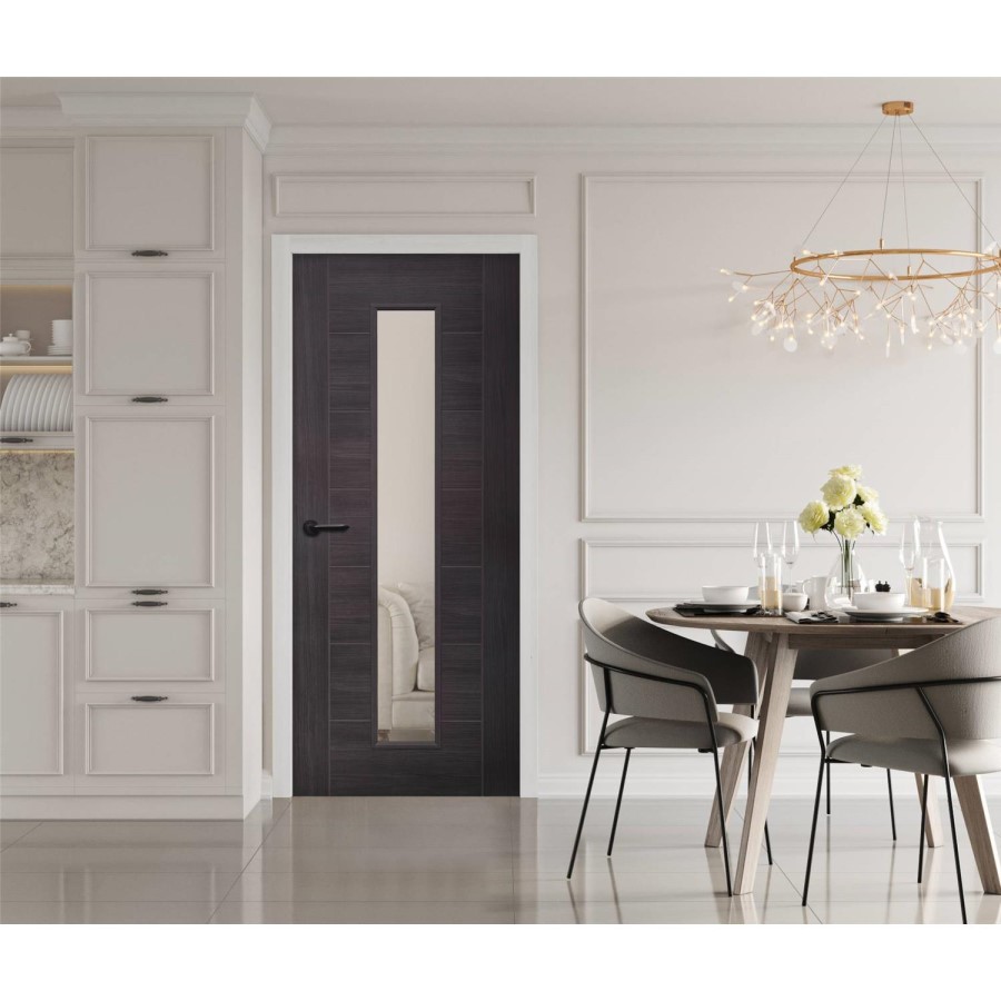 Internal Grey Laminate Glazed Door with Clear Glass - Pre-Finished - 1981 x 610 x 35mm - Palermo - XL Joinery