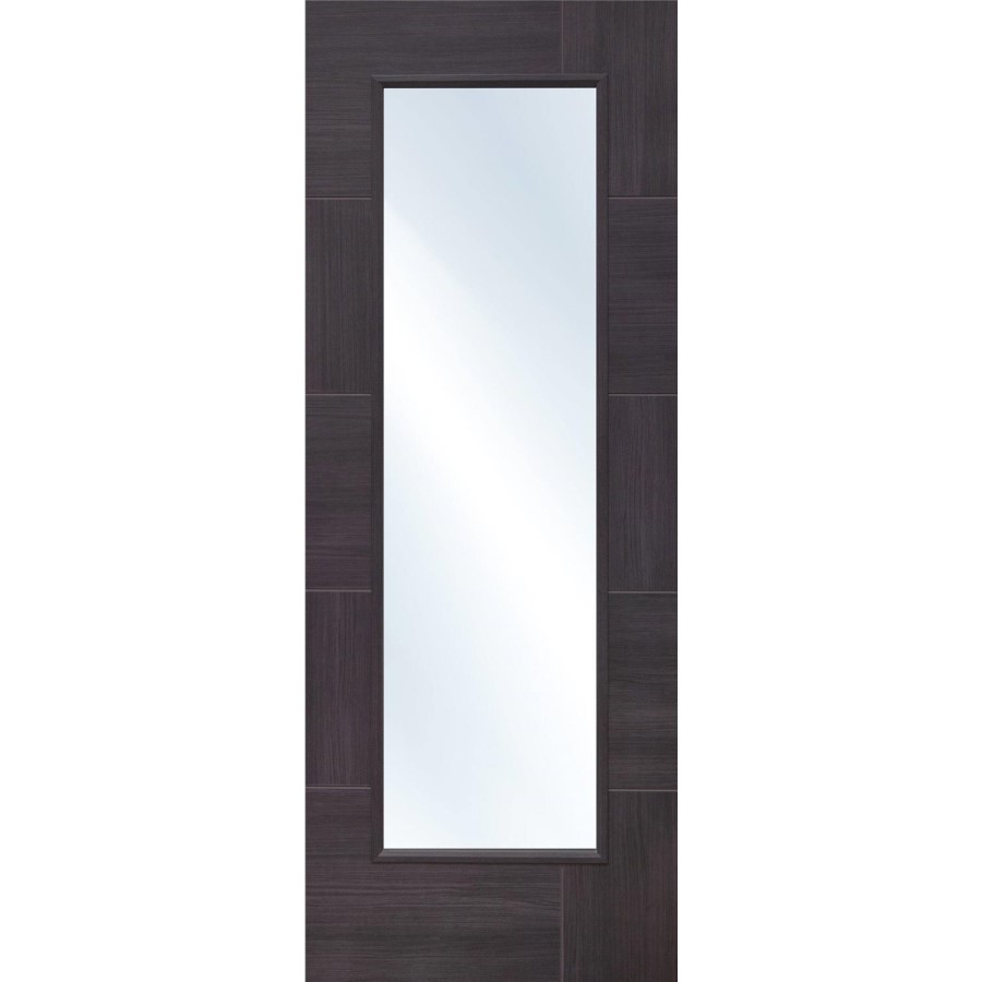 Internal Grey Laminate Fully-Glazed Door with Clear Glass - Pre-Finished - 1981 x 686 x 35mm - Ravenna - XL Joinery