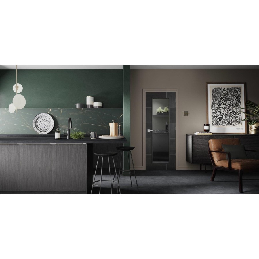 Internal Grey Laminate Fully-Glazed Door with Clear Glass - Pre-Finished - 1981 x 686 x 35mm - Ravenna - XL Joinery