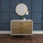 GRADE A1 - Luna Pale Grey Chest of Drawers with Gold Fretwork - 3 Drawer