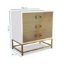 GRADE A1 - Luna Pale Grey Chest of Drawers with Gold Fretwork - 3 Drawer