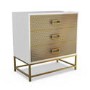 GRADE A1 - Luna Pale Grey Chest of Drawers with Gold Fretwork - 3 Drawer