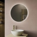 LUNABP600 Round Backlit Bathroom Mirror with Battery Operated Lights 600mm - Luna