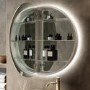 Single Door Round Chrome Heated Bathroom Mirror Cabinet with Lights 800mm - Luna