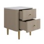 Taupe 2-Drawer Marble Top Fluted Bedside Table - Lucia