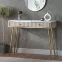 LUU003 Taupe Marble Top Fluted Dressing Table with Drawers - Lucia