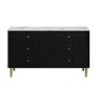 ONLY OPENED - Wide Black Marble Top Fluted Chest Of 6 Drawers - Lucia